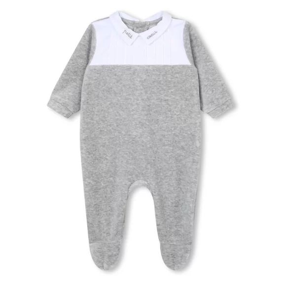 Pyjama en velours avec col Garçon Gris