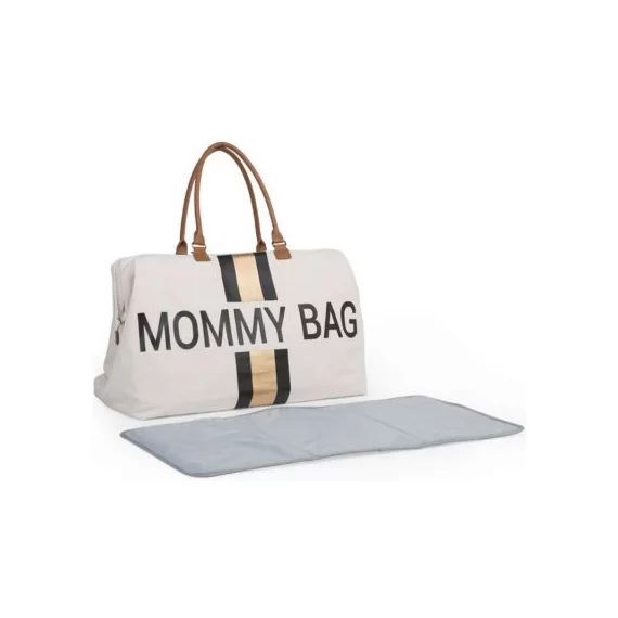 Sac à langer à anses Mommy bag doré, noir et écru