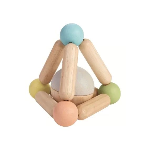 Hochet en bois triangle pastel