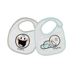 Bavoir SMILEY BABY® 0-4 mois – Blanc – 18×21 cm – 80% coton/20% polyester blanc