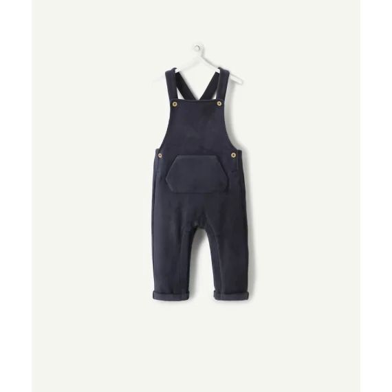 Salopette à bretelles bébé garçon en velours bleu marine