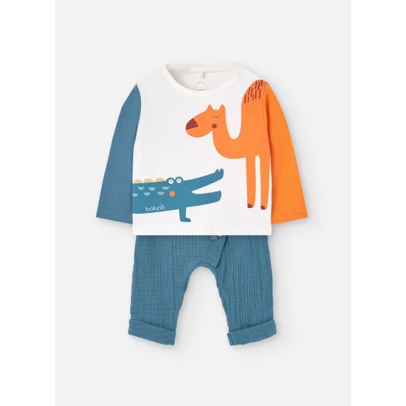 Ensemble T-shirt À Manches Longues Et Pantalon Blanc