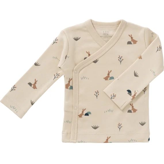 Cardigan croisé en coton bio Rabbit sandshell (0-3 mois : 50 à 60 cm)