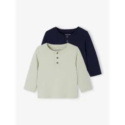 Lot 2 tee-shirts tunisiens Basics bébé manches longues vert de gris