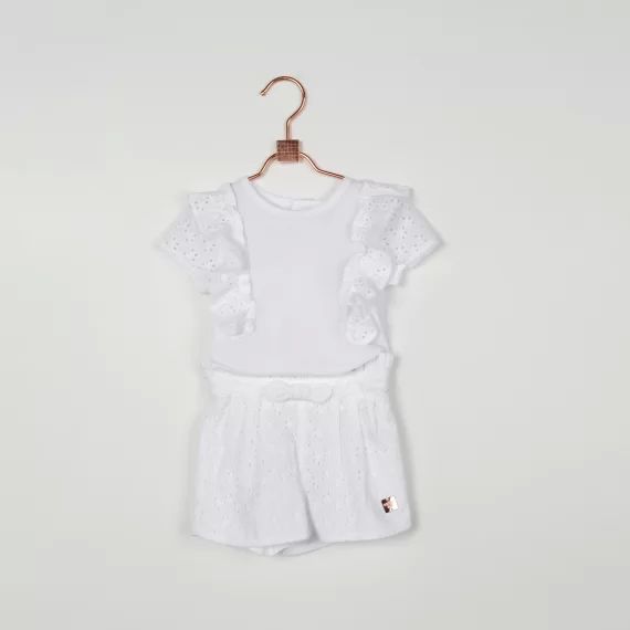 Short en broderie anglaise Fille Blanc