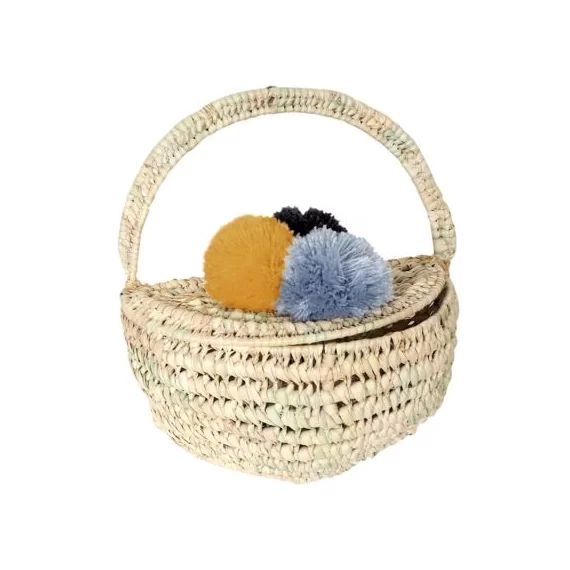 Panier mural avec pompons (28 x 24 cm)