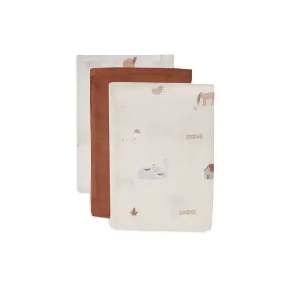 Gants de toilette x3 gaze de Coton Farm