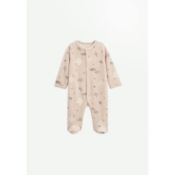 Pyjama Bébé En Velours Câlins Beige