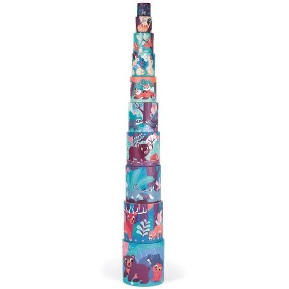 Pyramide ronde les animaux de la forêt – Jeux premier âge – Jeux à manipuler – Jeux à empiler jaune