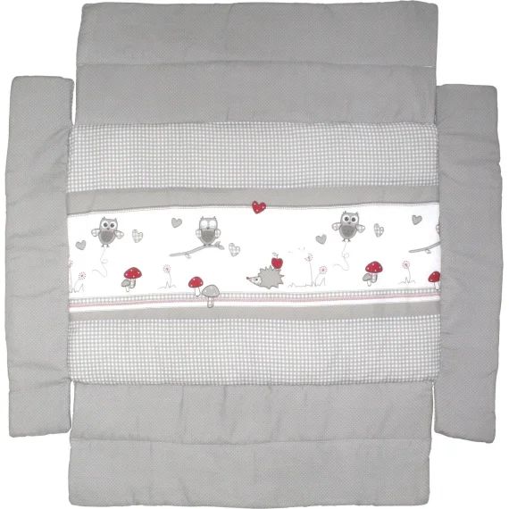 Tapis De Parc Universel Avec Bords – Motifs Hibou Adam & Eule Gris – Blanc / Hibou