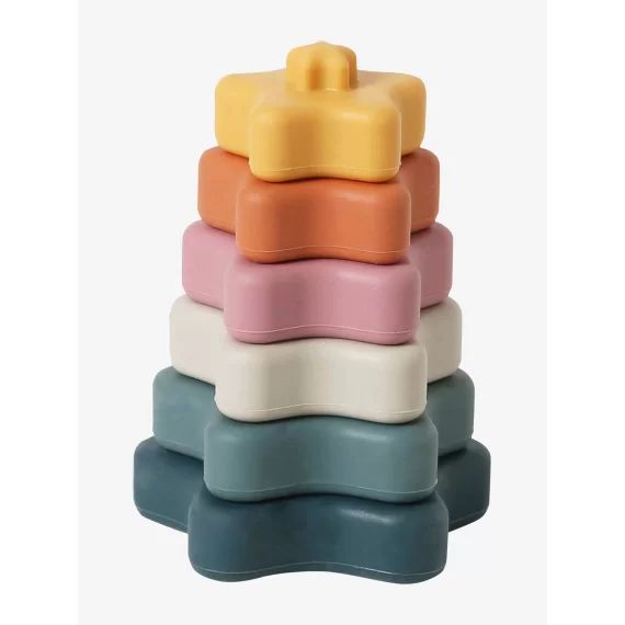Pyramide d&rsquo;étoiles à empiler en silicone multicolor