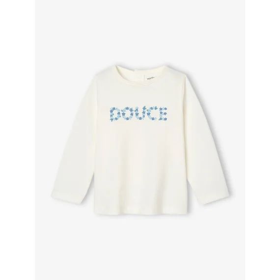 T-shirt motif fleuri douce bébé écru