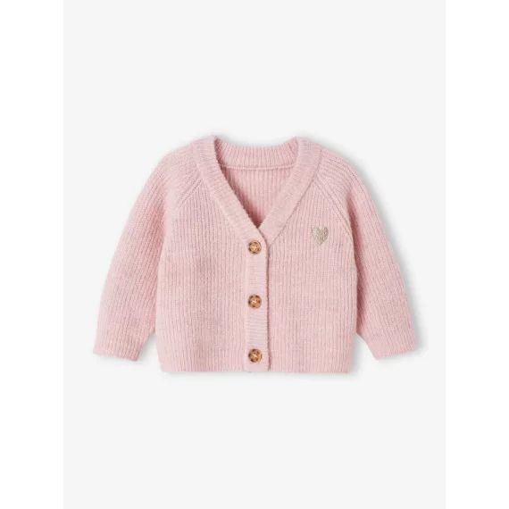 Gilet bébé en côtes perlées lilas