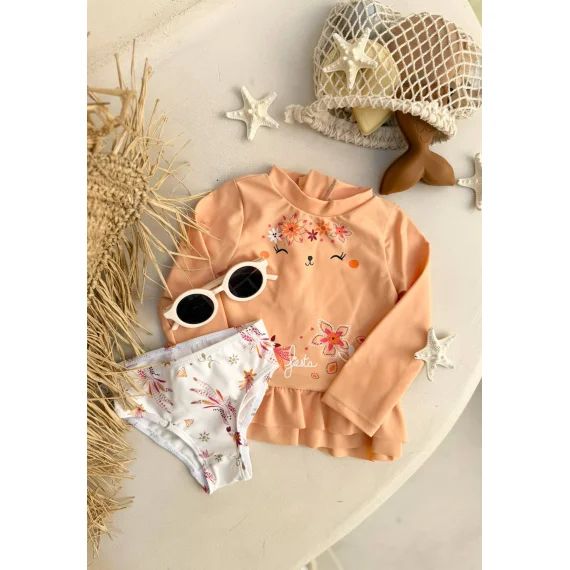 Maillot De Bain Bébé 2 Pièces T-shirt De Protection Uv & Culotte Fiesta Jaune