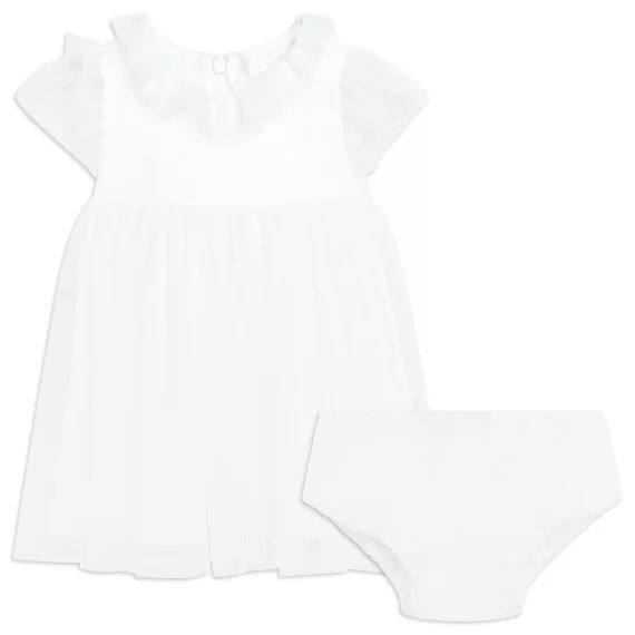 Robe bimatière avec culotte Fille Blanc