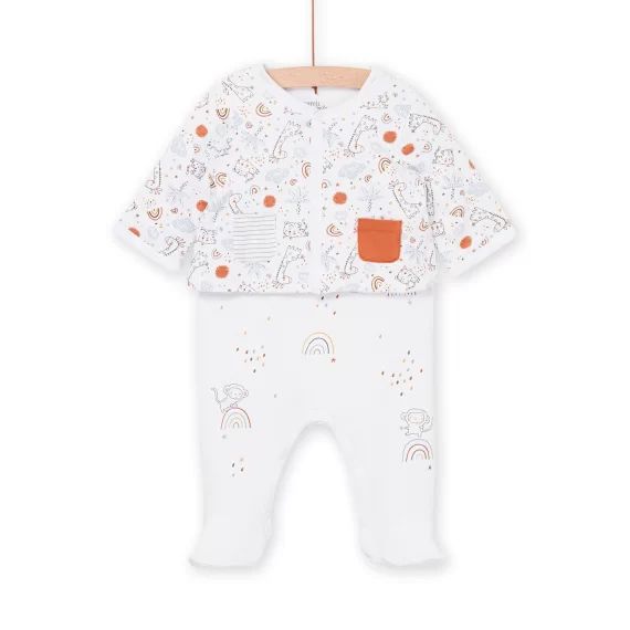 Ensemble Combinaison Et Gilet À Imprimé Fantaisie. – Blanc