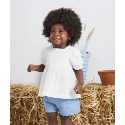 Blouse bébé fille en coton blanche avec broderies –  – Soldes