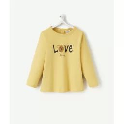T-shirt bébé garçon en coton bio jaune avec message love –  – Soldes