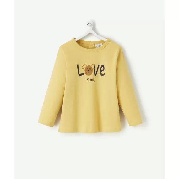 T-shirt bébé garçon en coton bio jaune avec message love –  – Soldes