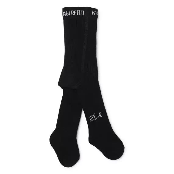 Collants jacquard siglés Fille Noir
