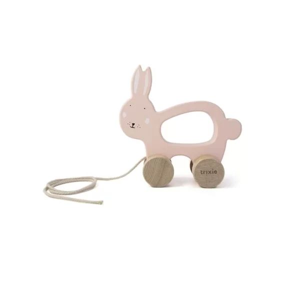 Jouet à tirer en bois lapin Mrs. Rabbit