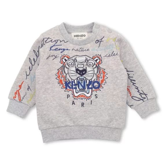 Sweat-shirt brodé en molleton Garçon Gris