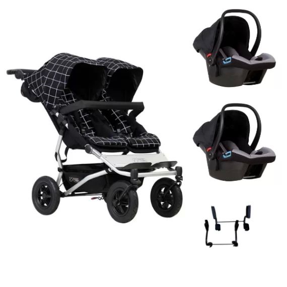 Poussette Double Mountain Buggy Duet V3.2 – Grid + 2 Coques Auto Protect