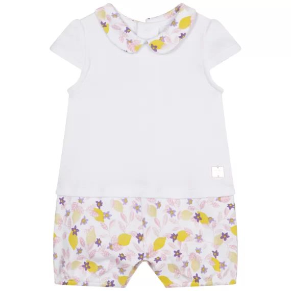 Combi-short 2 en 1 en coton Fille Blanc