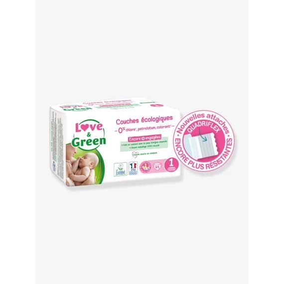Couches hypoallergéniques T1 x 44 LOVE&GREEN blanc