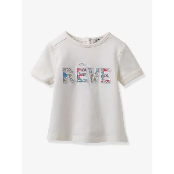 Tee-shirt bébé tissu Liberty coton biologique CYRILLUS écru