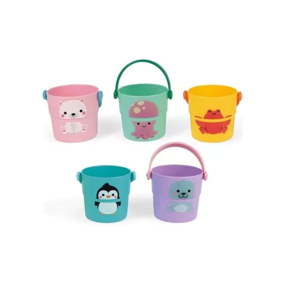 Lot de 5 seaux d&rsquo;activités pour le bain