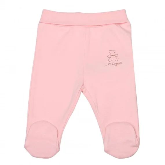 Pantalon Bébé À Pieds En Coton Bio Basic Rose