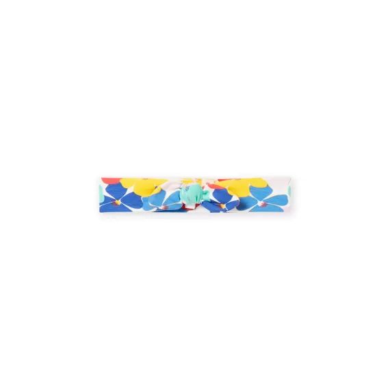 Bandeau Imprimé Fleuri Coloré Bébé Fille – Ecru