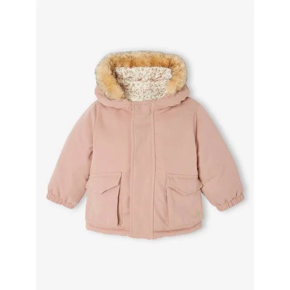 Parka/doudoune réversible bébé vieux rose