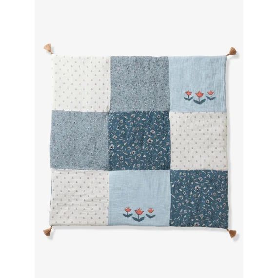 Tapis de sol / Fond de parc patchwork INDIA bleu imprimé