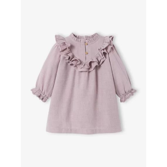 Robe bébé à volants en twill chiné violet