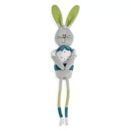 TROIS KILOS SEPT Peluche lapin – 56cm – Accroch&rsquo;cœur gris