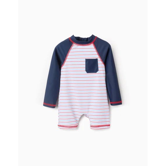 Combi-short De Bain Rayé Upf40 Bleu Foncé