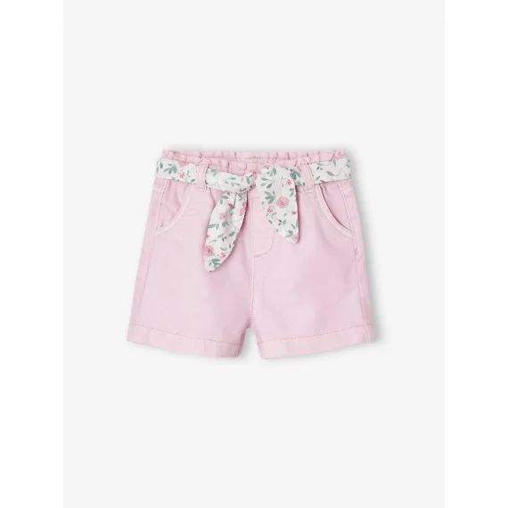 Short bébé avec sa ceinture fleurie lilas
