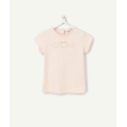 Le t-shirt rose en coton biologique avec animation pailletée –  – Soldes