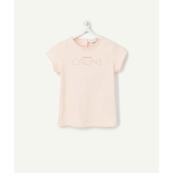Le t-shirt rose en coton biologique avec animation pailletée –  – Soldes