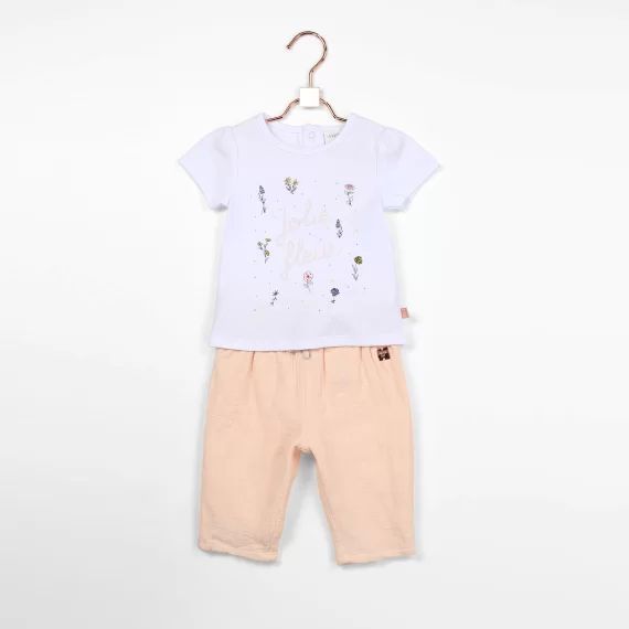 T-shirt manches courtes coton Fille Blanc