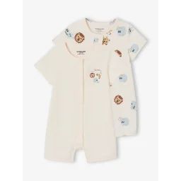 Lot de 2 combishorts bébé Jungle écru