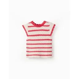 Top En Maille À Rayures Rouge