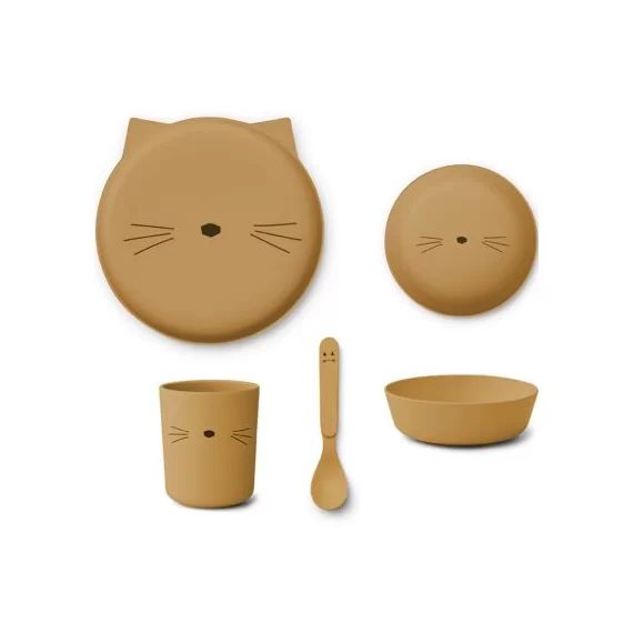 Coffret repas en bioplastique Brody Cat Golden caramel (4 pièces)