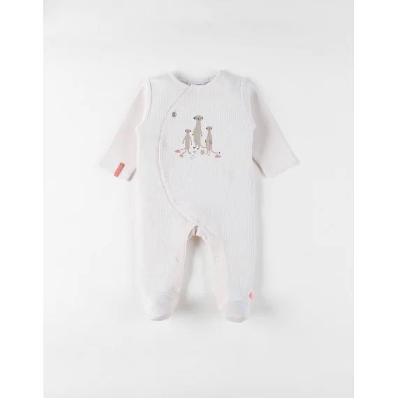 Pyjama Bébé Jersey Gaufré Ecru