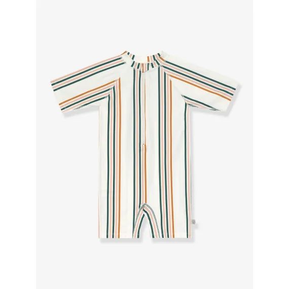 Combinaison enfant anti-UV  LÄSSIG manches courtes rayé blanc