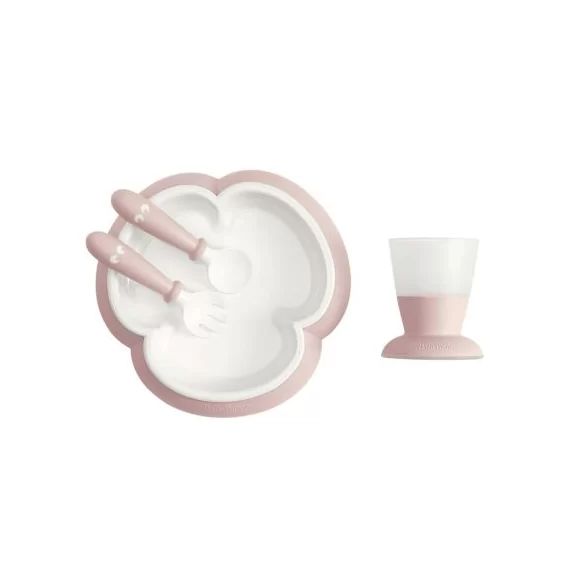Coffret repas bébé rose pastel (4 pièces)
