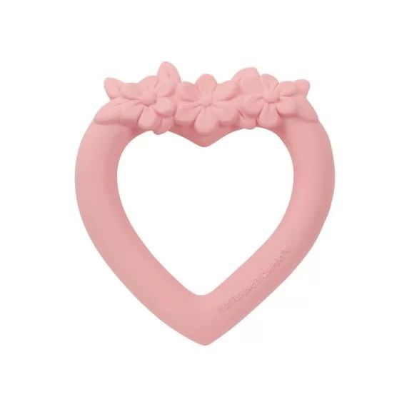 Anneau de dentition en caoutchouc Coeur rose