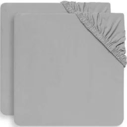 Lot de 2 draps housses gris (60 x 120 cm)